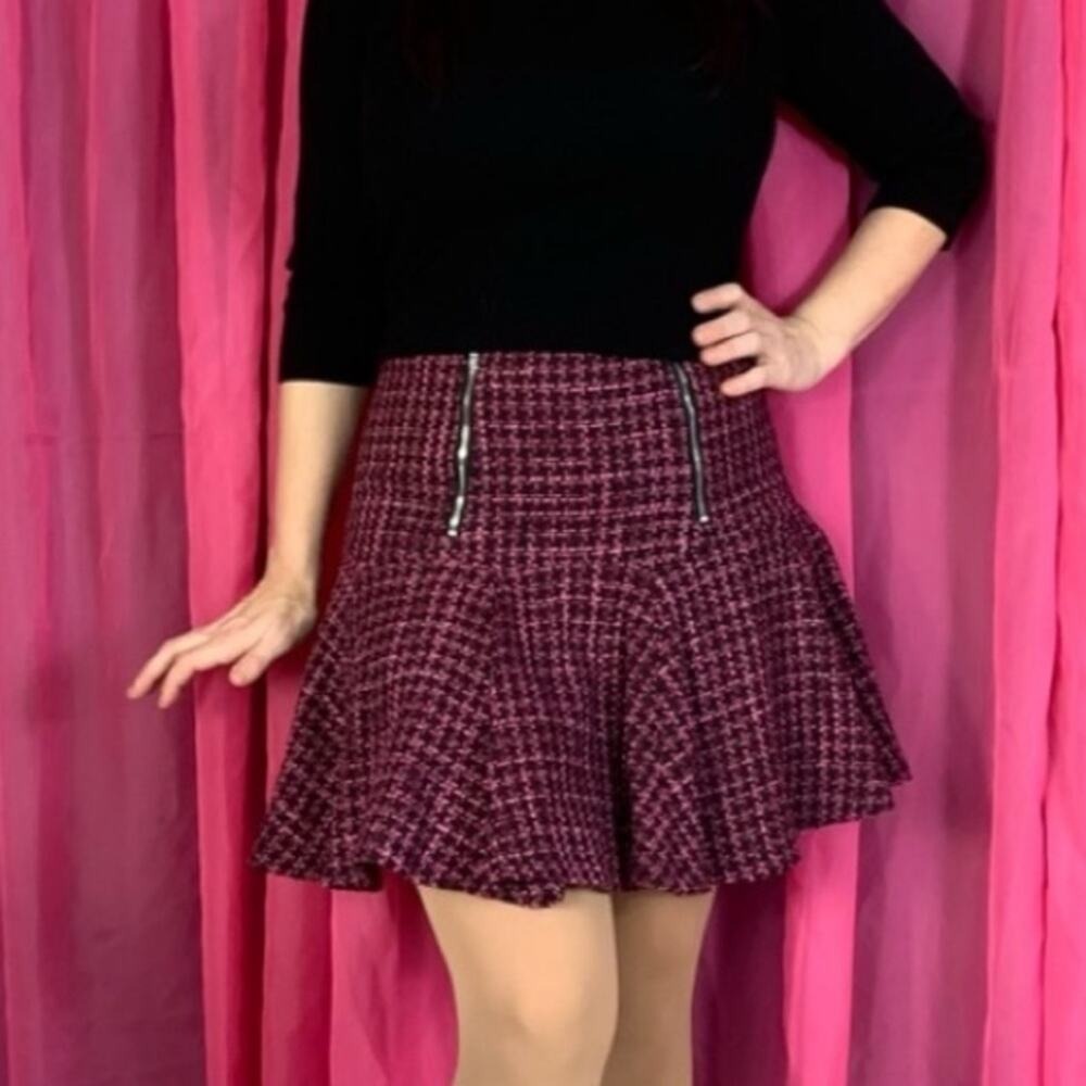 Freeway Tweed Zipper Accent Flare Mini‎ Skirt